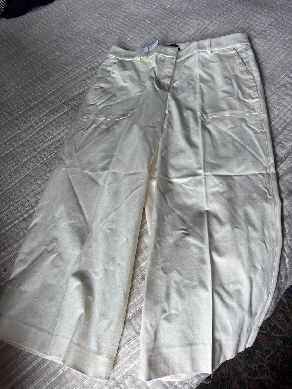 J. Crew Cream Wide-Leg Chinos